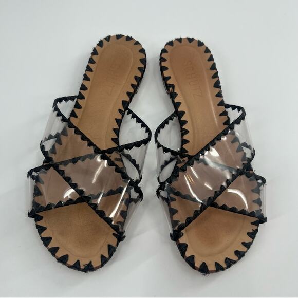 Schutz Aya Slide Sandals black sz 6 Anthropologie - Picture 2 of 6